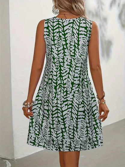 Hannie Mini Printed Dress for Women – Sleeveless Summer Dress in Lightweight and Breathable Fabric
