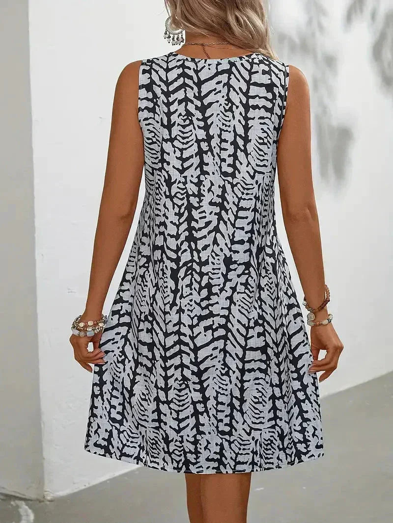 Hannie Mini Printed Dress for Women – Sleeveless Summer Dress in Lightweight and Breathable Fabric