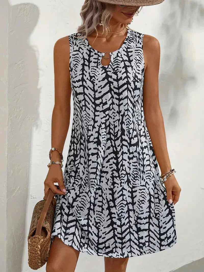Hannie Mini Printed Dress for Women – Sleeveless Summer Dress in Lightweight and Breathable Fabric