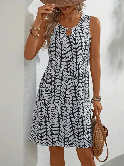 Hannie Mini Printed Dress for Women – Sleeveless Summer Dress in Lightweight and Breathable Fabric
