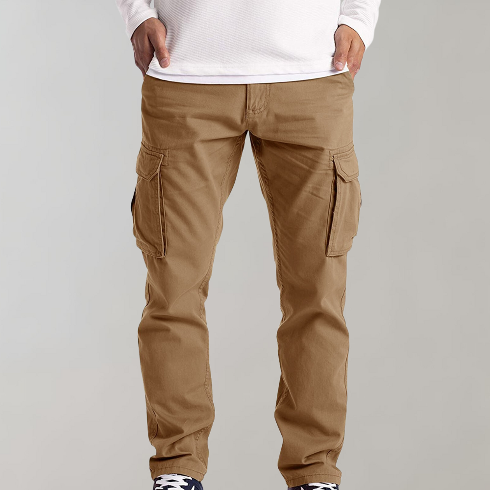 Bryan pocketed men's cargo pants-khaki front view