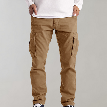 Bryan pocketed men's cargo pants-khaki front view