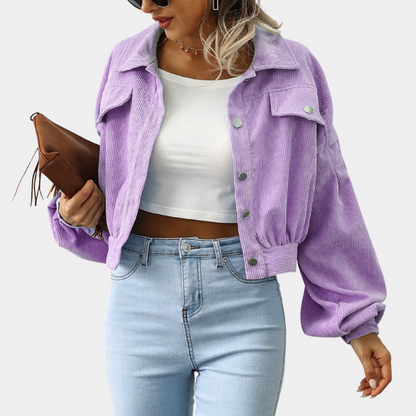 Bethany Veste Femme – Courte en Velours Coton, Look Rétro & Décontracté
