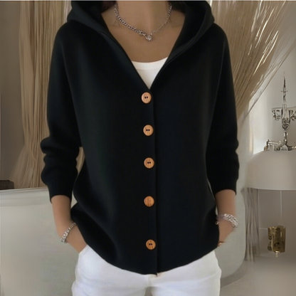Rosie Gilet à Capuche en Tricot pour Femme – Coupe Droite Chaleureuse à l’Aspect Cachemire