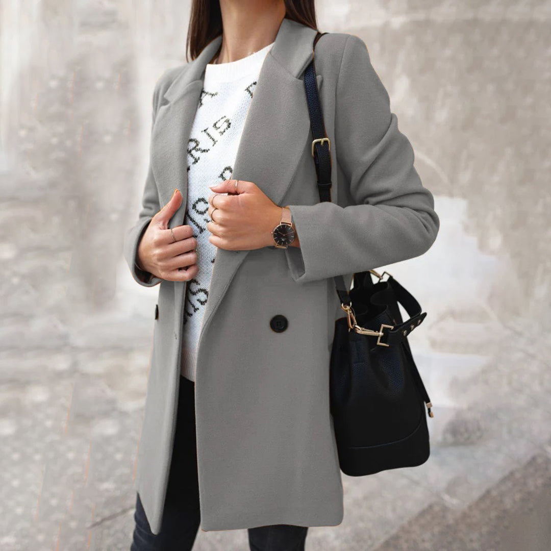 Soleil Manteau Femme – Long Manteau d’Hiver Élégant & Confortable au Style Chic