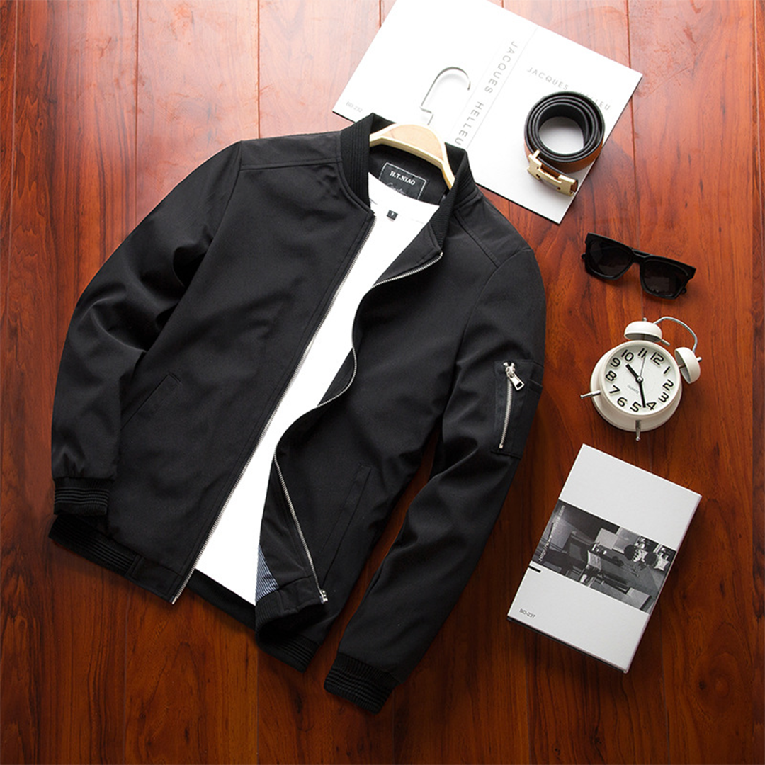 Tyler Veste Zippée pour Homme – Coupe droite avec poche sur la manche et poignets côtelés