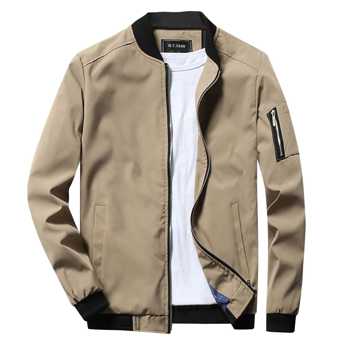 Tyler Veste Zippée pour Homme – Coupe droite avec poche sur la manche et poignets côtelés