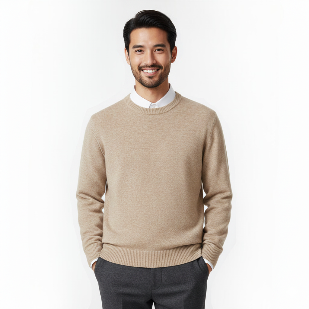 Cameron Crew Neck Sweater for Men – Elegant and Breathable Premium Merino Wool Sweater