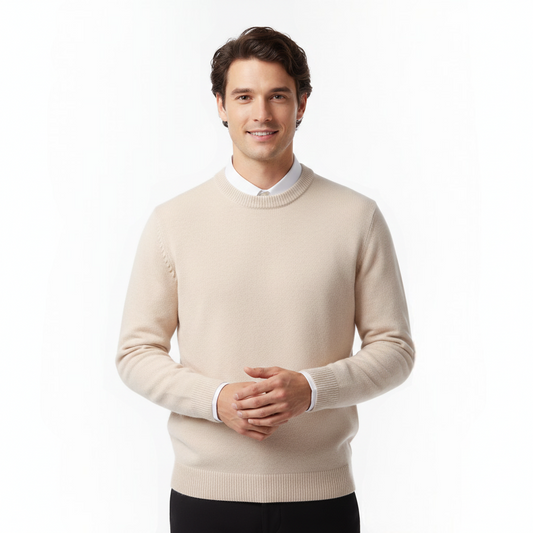 Cameron Crew Neck Sweater for Men – Elegant and Breathable Premium Merino Wool Sweater