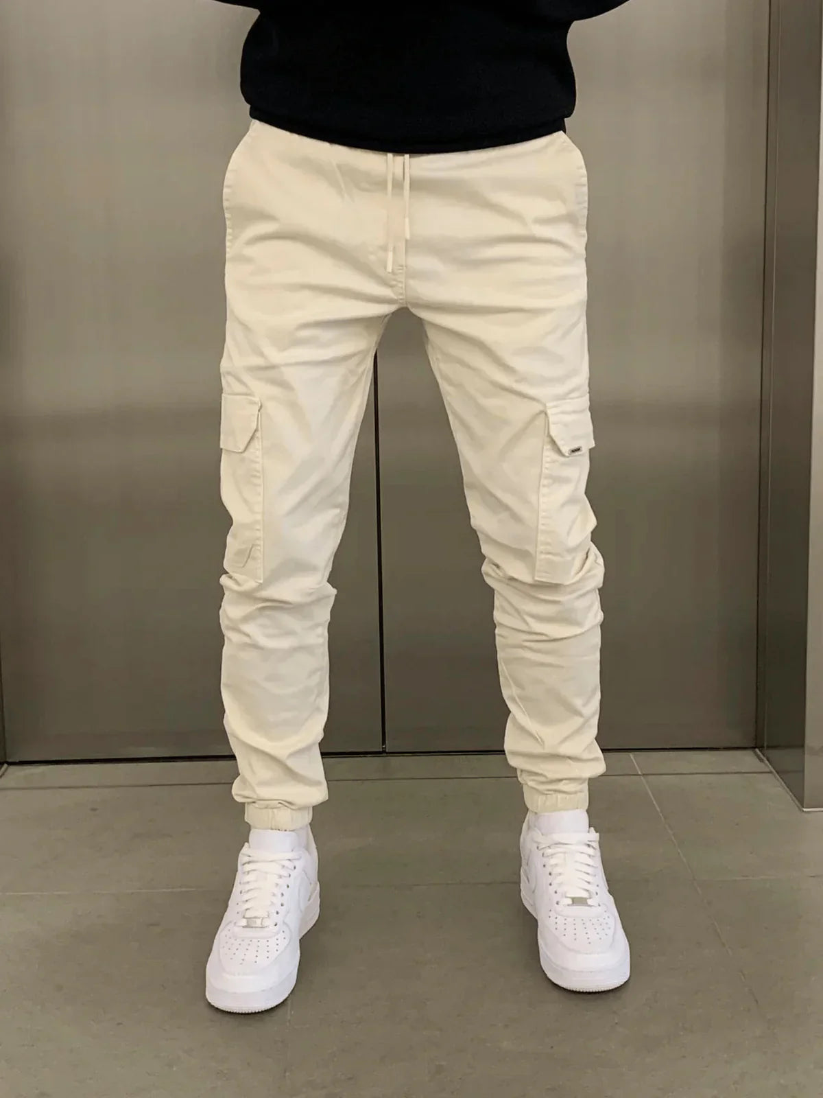 Stefan Pantalon Homme – Cargo Jogger Fit avec Taille Élastique & Poches Pratiques