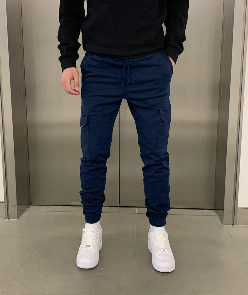 Stefan Pantalon Homme – Cargo Jogger Fit avec Taille Élastique & Poches Pratiques