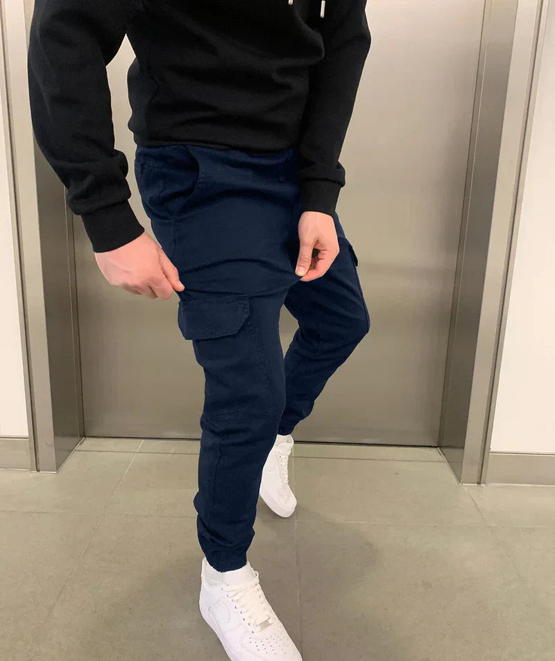 Stefan Pantalon Homme – Cargo Jogger Fit avec Taille Élastique & Poches Pratiques