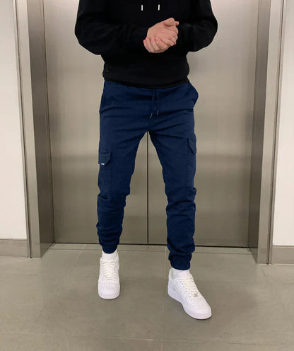 Stefan Pantalon Homme – Cargo Jogger Fit avec Taille Élastique & Poches Pratiques