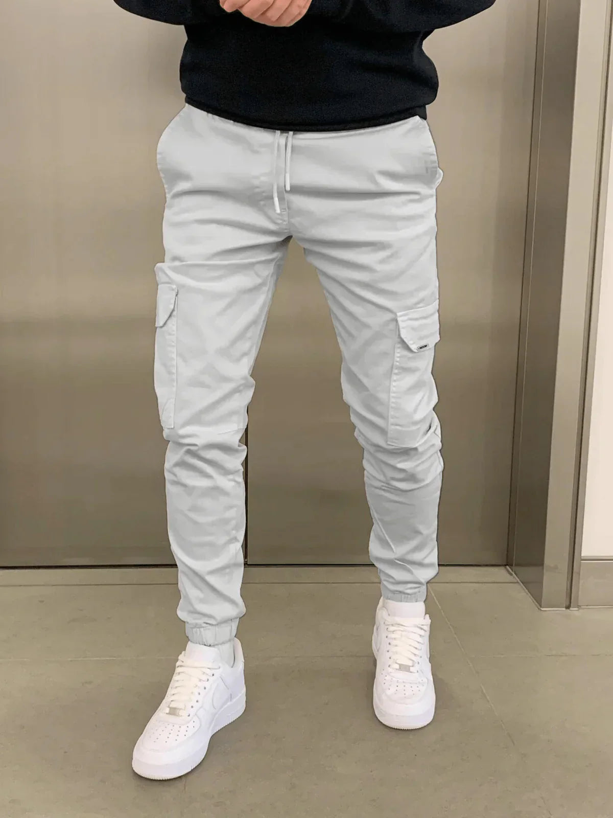 Stefan Pantalon Homme – Cargo Jogger Fit avec Taille Élastique & Poches Pratiques