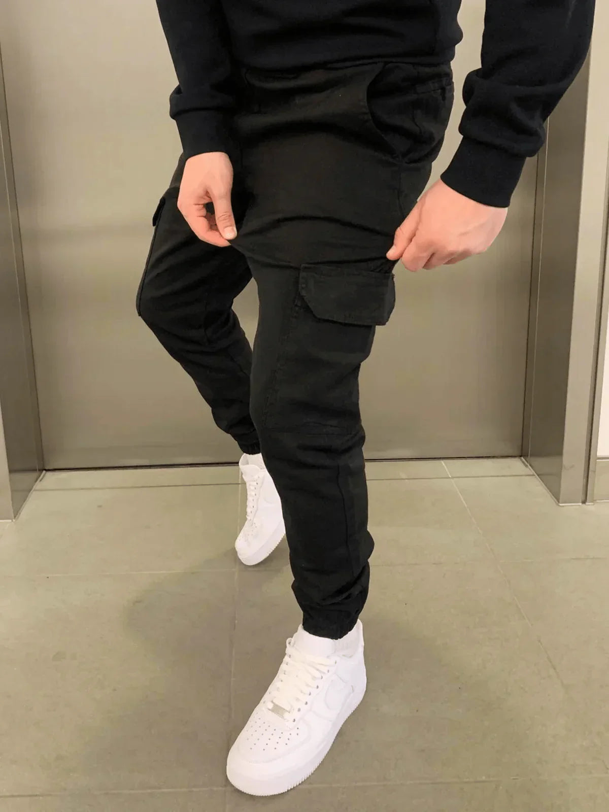 Stefan Pantalon Homme – Cargo Jogger Fit avec Taille Élastique & Poches Pratiques