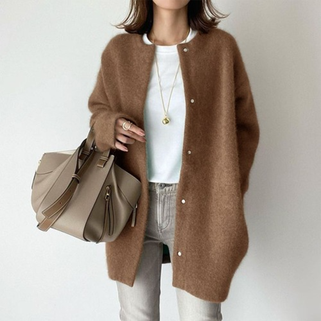Lillian Long Gilet en Maille pour Femme – Superposition douce à ouverture ouverte pour l’automne et l’hiver