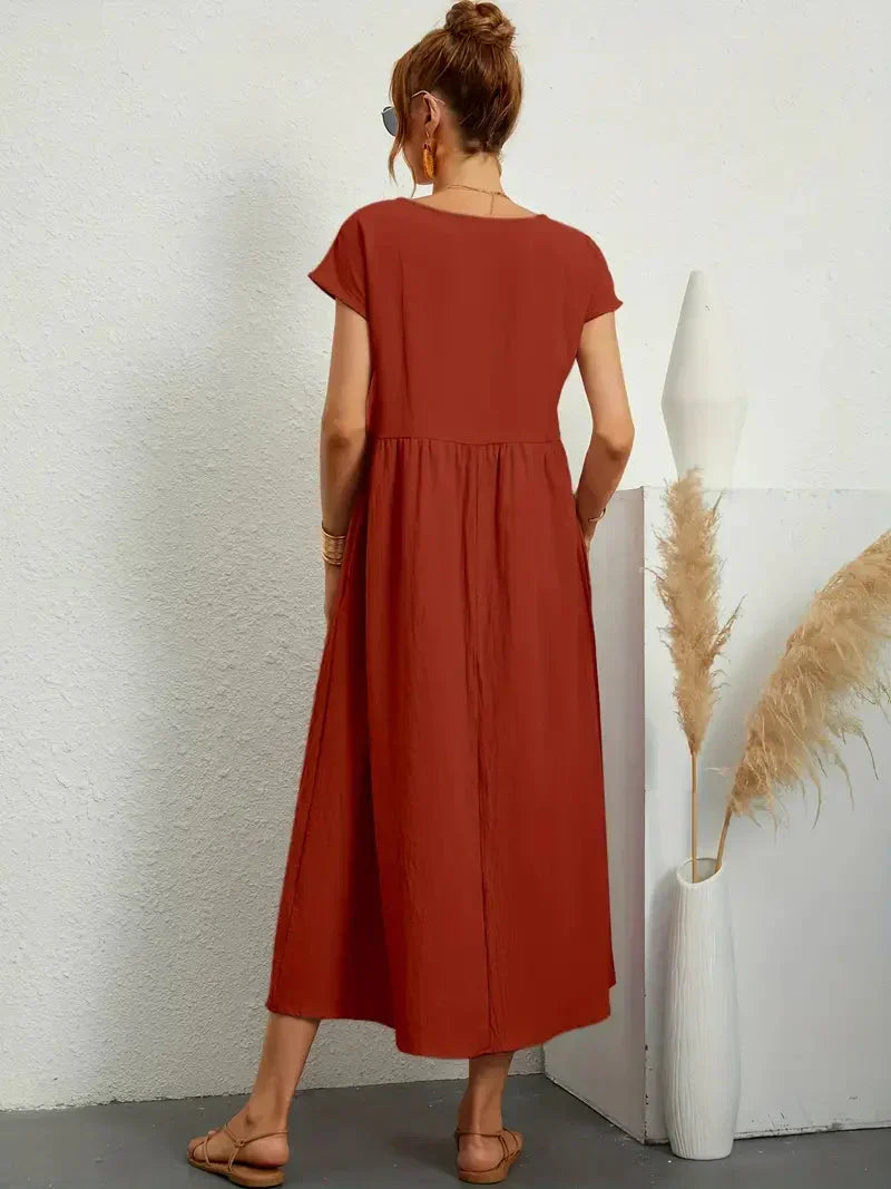 Melody Long Dress for Women – Lightweight Summer Dress in Cotton Blend with Elegant Cut & Timeless Style