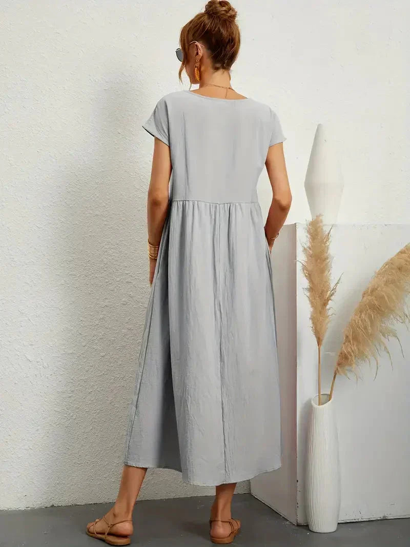 Melody Long Dress for Women – Lightweight Summer Dress in Cotton Blend with Elegant Cut & Timeless Style