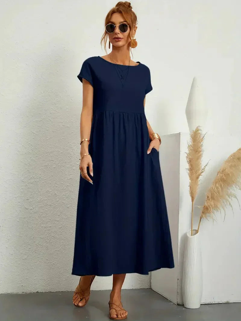 Melody Long Dress for Women – Lightweight Summer Dress in Cotton Blend with Elegant Cut & Timeless Style