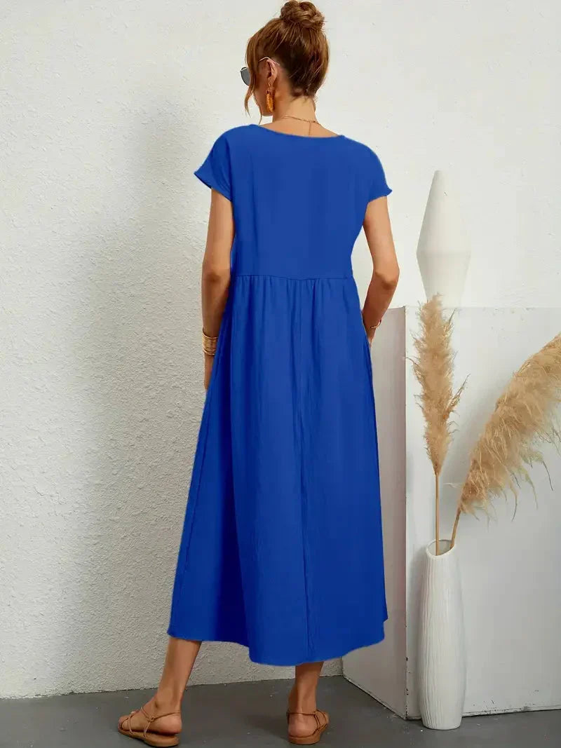 Melody Long Dress for Women – Lightweight Summer Dress in Cotton Blend with Elegant Cut & Timeless Style