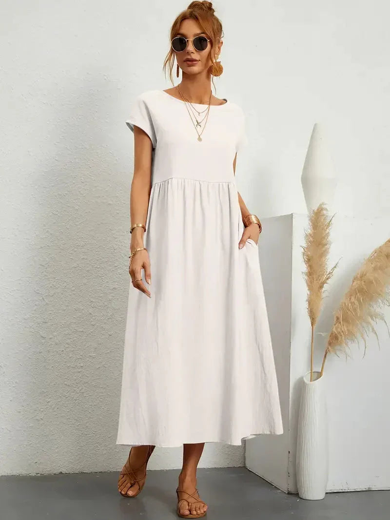 Melody Long Dress for Women – Lightweight Summer Dress in Cotton Blend with Elegant Cut & Timeless Style