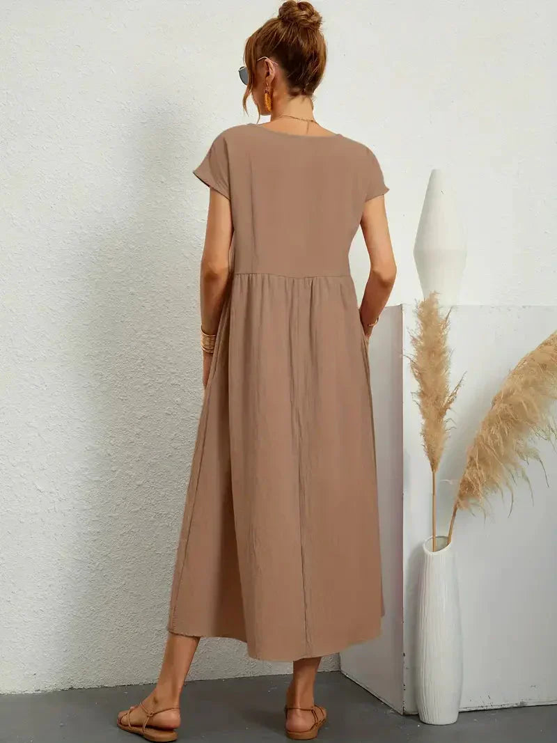 Melody Long Dress for Women – Lightweight Summer Dress in Cotton Blend with Elegant Cut & Timeless Style