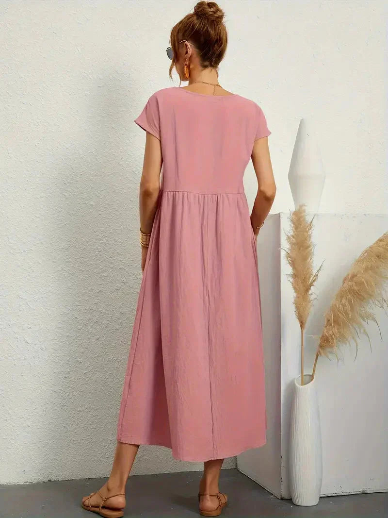 Melody Long Dress for Women – Lightweight Summer Dress in Cotton Blend with Elegant Cut & Timeless Style
