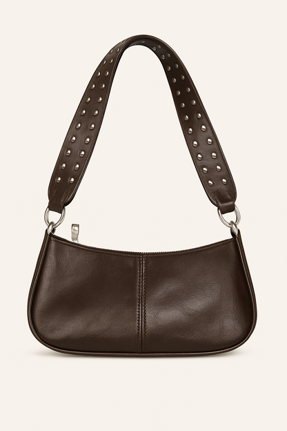 Quinn Sac Baguette Femme – Similicuir Lisse avec Bandoulière Cloutée & Design Urbain Élégant