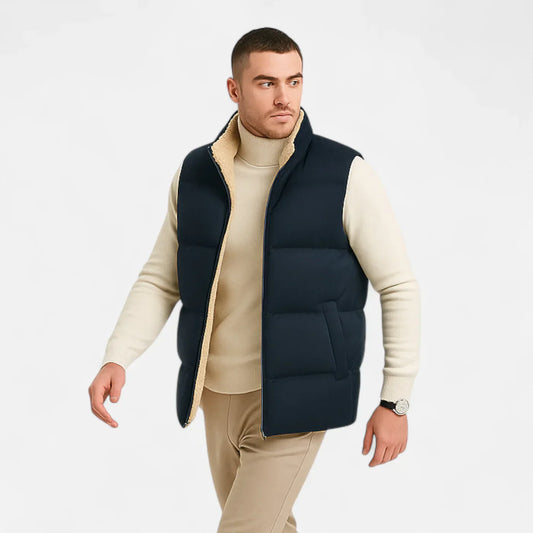 Victor Gilet Homme en Laine – Gilet d'Hiver en Laine d'Agneau avec Doublure Polaire Douce & Coupe Décontractée