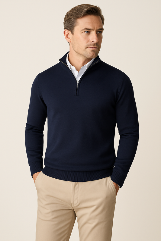 Zane Men's Zip Neck Sweater – Soft Cotton Blend Knit with Modern Fit & All-Season Comfort