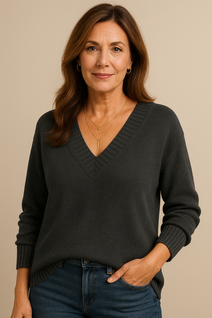 Zeyann Women's Cashmere V-Neck Sweater – 100% Premium Cashmere with Soft, Warm, and Classic Fit