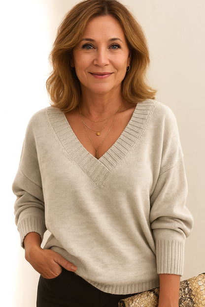 Zeyann Women's Cashmere V-Neck Sweater – 100% Premium Cashmere with Soft, Warm, and Classic Fit