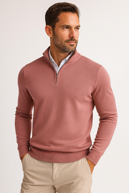 Zane Men's Zip Neck Sweater – Soft Cotton Blend Knit with Modern Fit & All-Season Comfort