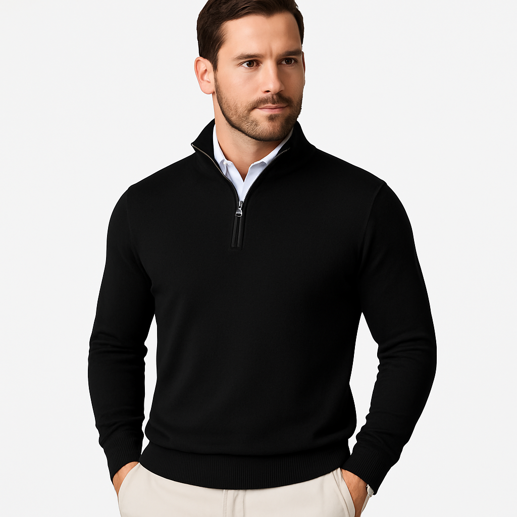 Zane Men's Zip Neck Sweater – Soft Cotton Blend Knit with Modern Fit & All-Season Comfort