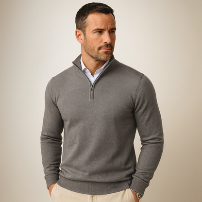 Zane Men's Zip Neck Sweater – Soft Cotton Blend Knit with Modern Fit & All-Season Comfort
