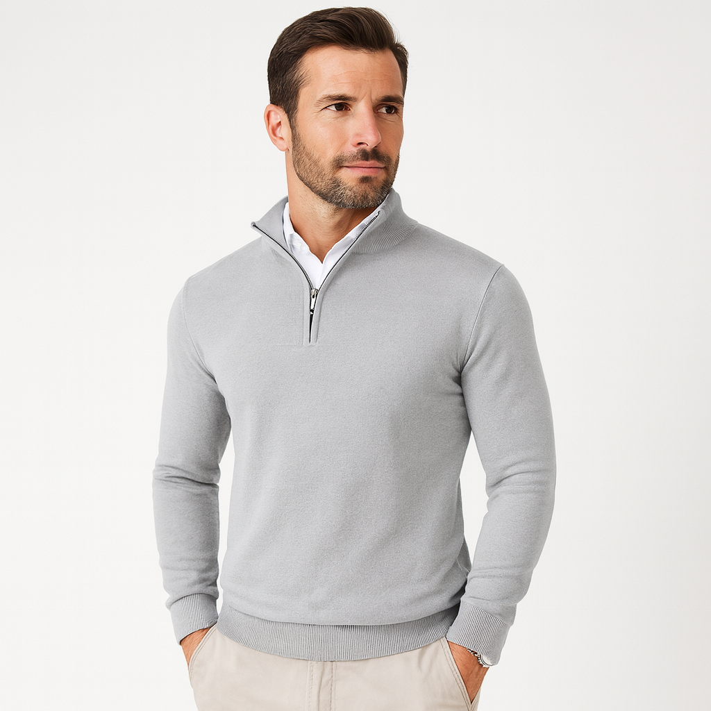 Zane Men's Zip Neck Sweater – Soft Cotton Blend Knit with Modern Fit & All-Season Comfort