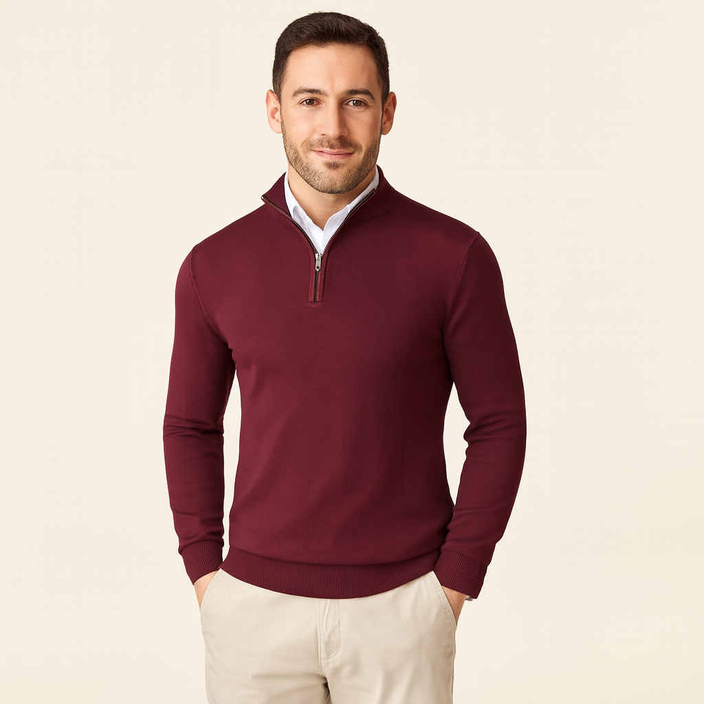 Zane Men's Zip Neck Sweater – Soft Cotton Blend Knit with Modern Fit & All-Season Comfort