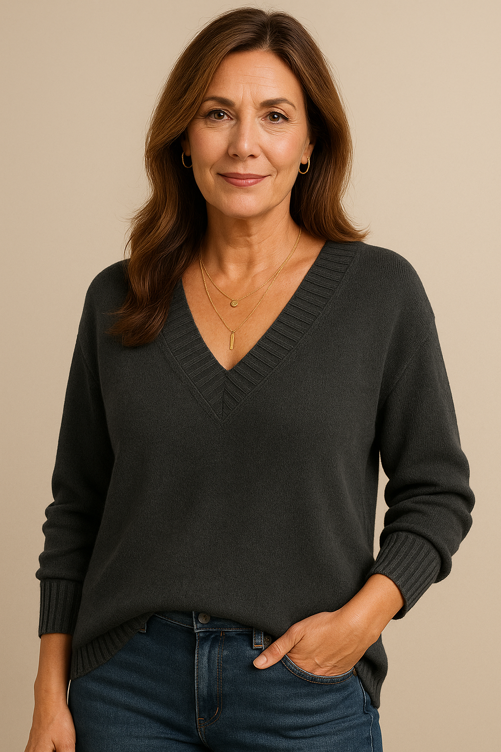 Zeyann Women's Cashmere V-Neck Sweater – 100% Premium Cashmere with Soft, Warm, and Classic Fit