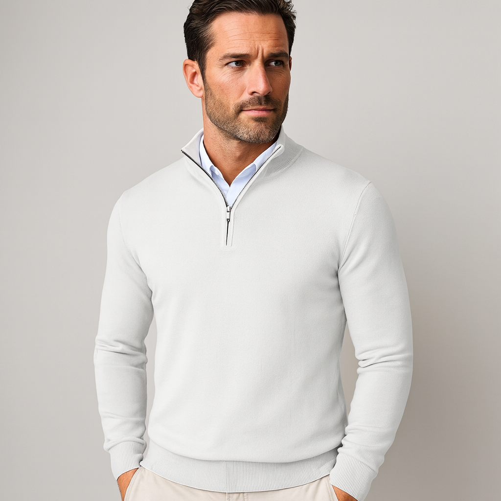 Zane Men's Zip Neck Sweater – Soft Cotton Blend Knit with Modern Fit & All-Season Comfort