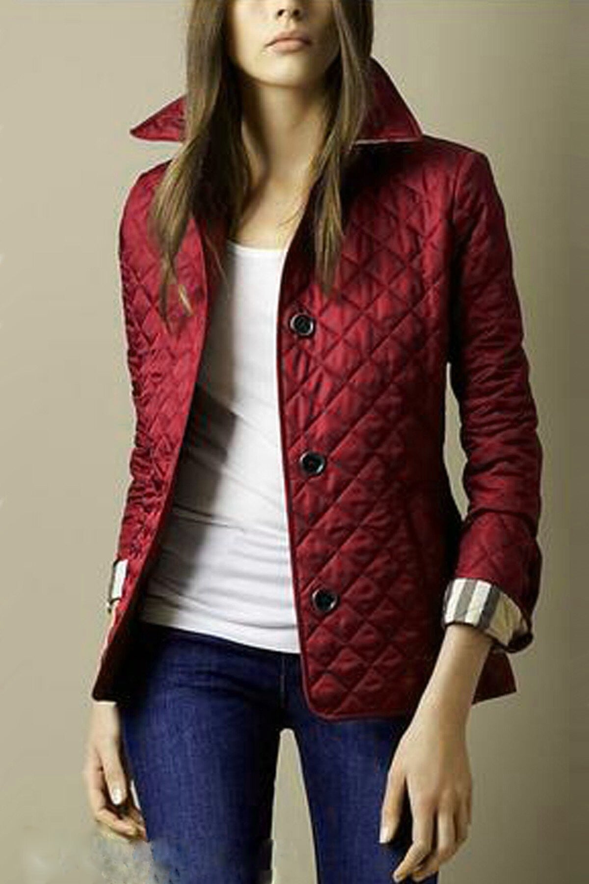 Clara elegant quilted jacket for women - red