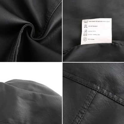 Janiyah Veste Femme en Cuir – Col Montant Chic, Fermetures Éclair & Style Moderne Élégant