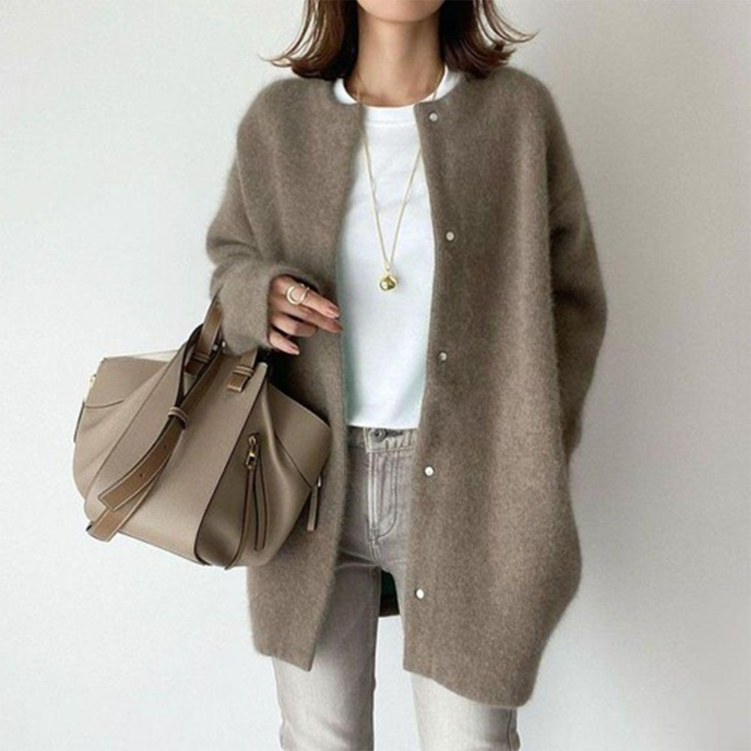Lillian Long Gilet en Maille pour Femme – Superposition douce à ouverture ouverte pour l’automne et l’hiver