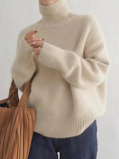 Lynn Pull Femme – Col Roulé en Laine Douce & Élégant pour Look Chic d’Hiver