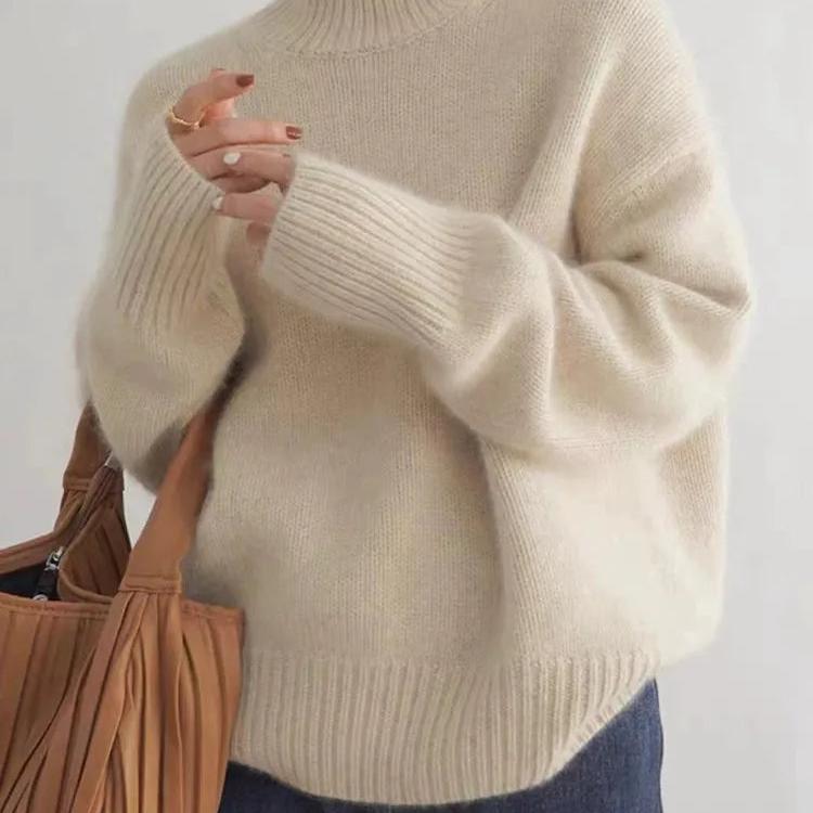 Sydney Pull Femme Col Roulé Oversize en Cachemire – Doux, Chaud & Élégant