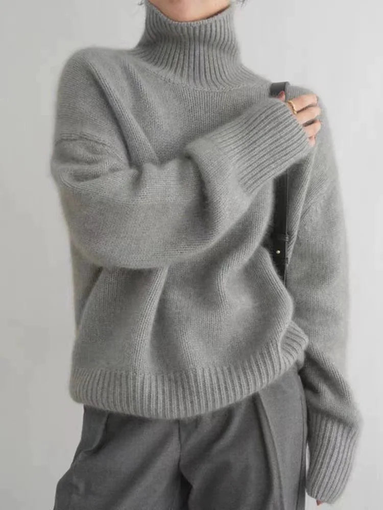 Seraphina Pull Femme – Pull à Col Roulé Côtelé & Confortable, Style Chic pour l’Hiver