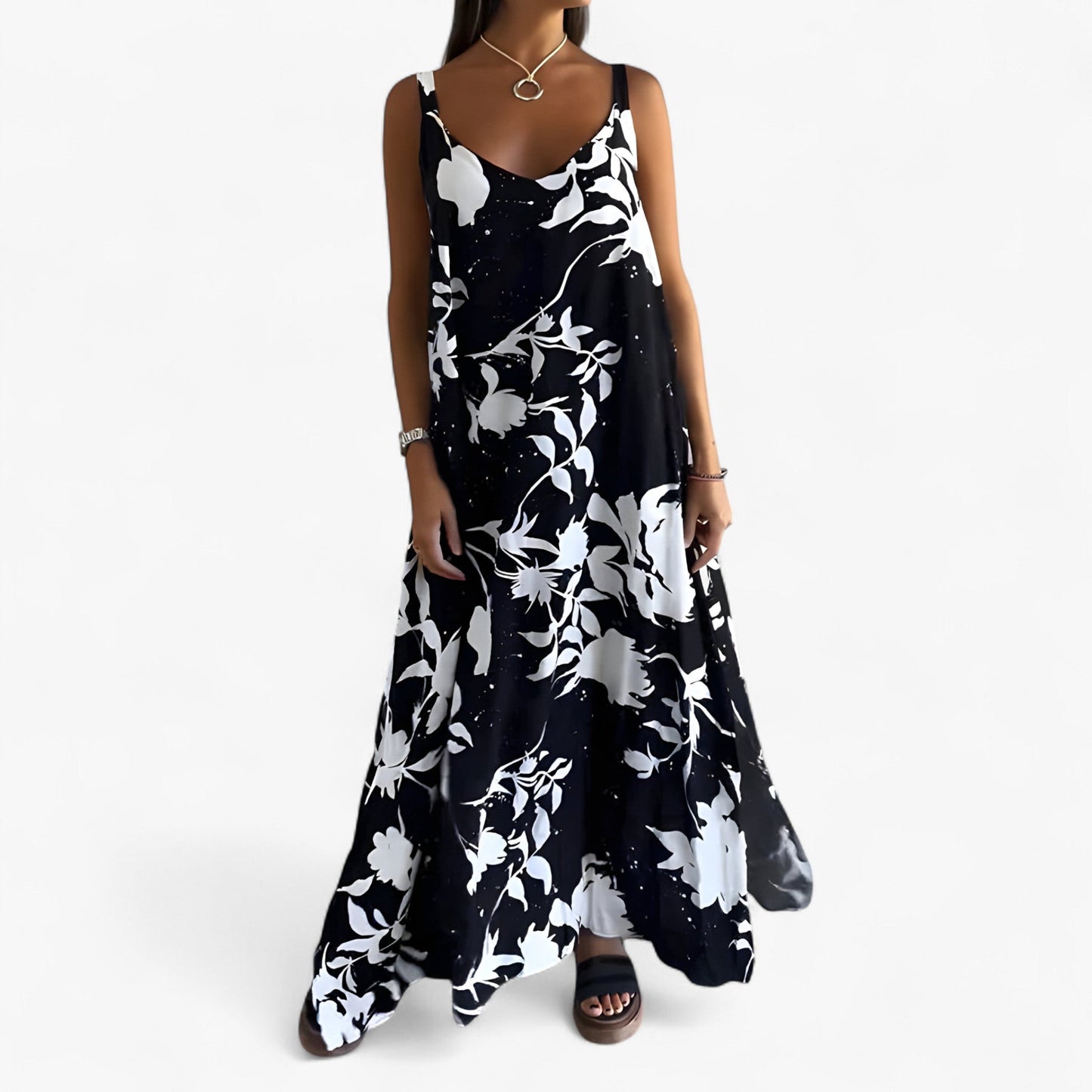 Daniela Robe Été Femme – Robe Fleurie Sans Manches en Coton Léger pour Journées Ensoleillées