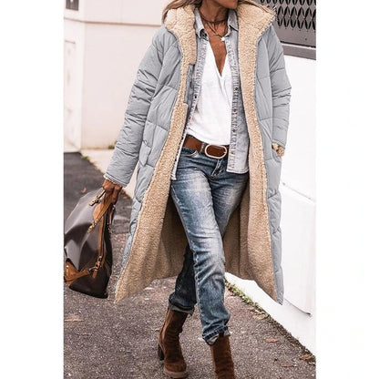 Rosalie Manteau Femme Hiver – Long Manteau Polaire Réversible avec Capuche Chaude et Chic