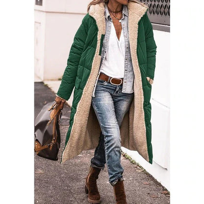 Rosalie Manteau Femme Hiver – Long Manteau Polaire Réversible avec Capuche Chaude et Chic