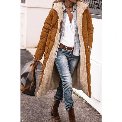 Rosalie Manteau Femme Hiver – Long Manteau Polaire Réversible avec Capuche Chaude et Chic