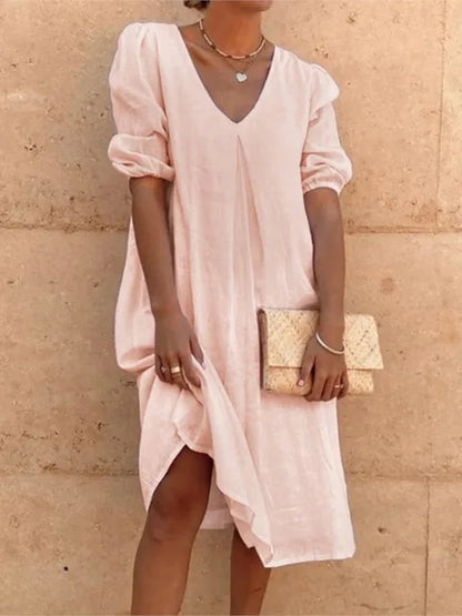 Robe Midi Femme Fanny – Élégante Robe d’Été avec Coupe Flatteuse & Confort Respirant
